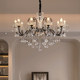 French Retro Crystal Chandelier for Villa, Palace Living Room, South Asian Style Dining Room, Bedroom, Simple American Style Black Vintage Chandelier
