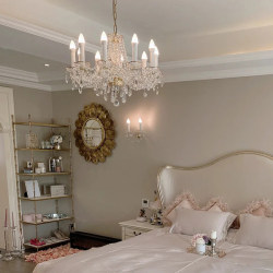 French Retro Crystal Chandelier, High-End European-Style Candle Lamp for Living Room, Luxurious Bedroom and Dining Room, Elegant American-Style Crystal Lamp