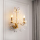 American Retro Crystal Lamp, Living Room European-Style Background Wall Lamp, Elegant Pastoral Bedroom Bedside Lamp, French Country Wall Lamp