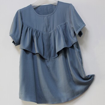 Satin cotton silk anti-bump pajamas solid color cotton silk slimming ruffled bra top silk dell home wear women's summer
