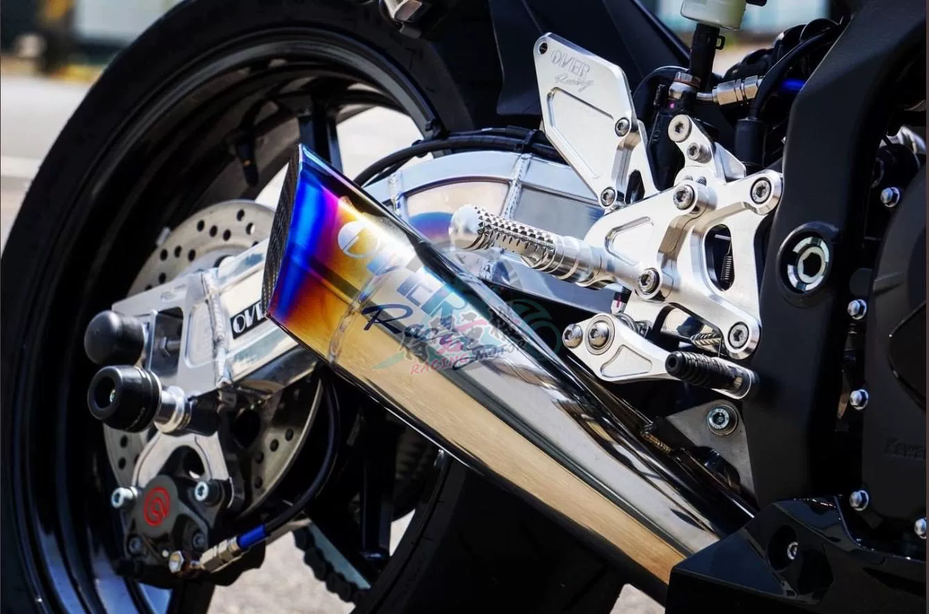 Выходной выхлоп Japan Over Racing подходит к Kawasaki ZX4R модифицированный конкурентный титановый сплав синие пламя полный абзац