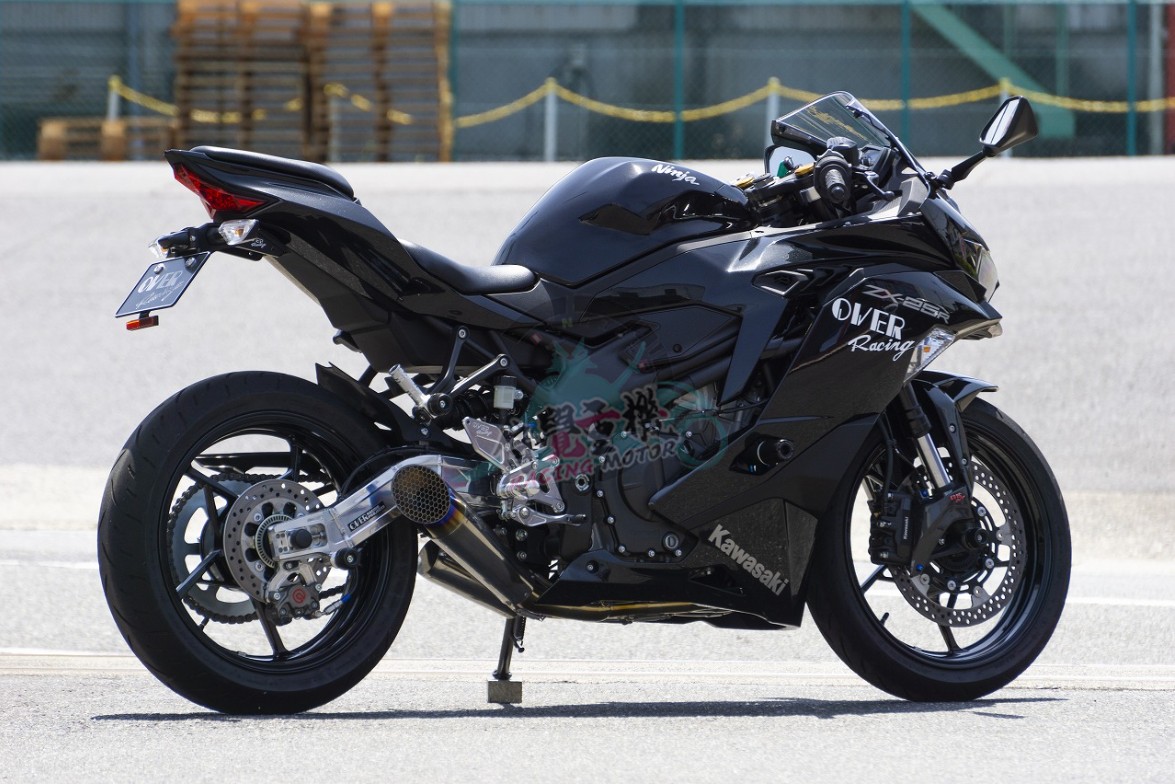 Выходной выхлоп Japan Over Racing подходит к Kawasaki ZX4R модифицированный конкурентный титановый сплав синие пламя полный абзац