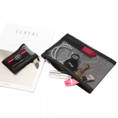 Mesh storage bag two-piece data cable storage cosmetics storage wash bag travel goods finishing bag breathable