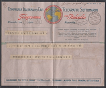 Italian telegraph newspaper 1929 to Uruguay map route