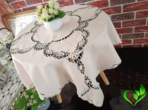 Foreign trade cotton cloth hand embroidered hipster thin thread crochet true color full hand embroidered tea garden tablecloth