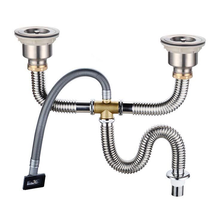 Stainless steel sink sink drain pipe Kitchen drain pipe Deodorant double sink sink sink sink sink accessories Anti-rat bite