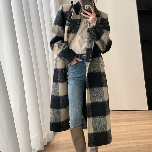 Зимний длинный лонгслив, шерстяное шерстяное пальто, 2022, французский стиль, средней длины