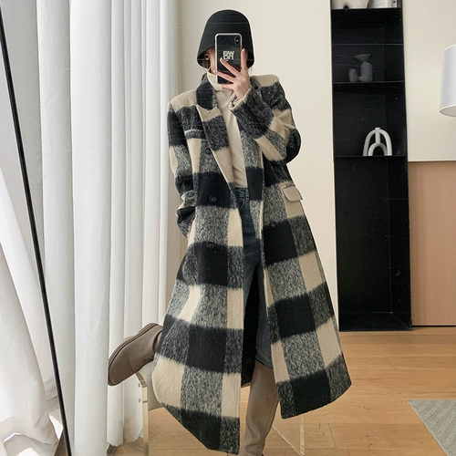 Зимний длинный лонгслив, шерстяное шерстяное пальто, 2022, французский стиль, средней длины