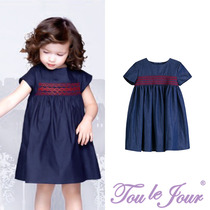 Toulejour daughter children summer clothes French baby crafting craft thin short sleeve Net red dress small dress