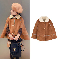 Toullejour girls dress thickened warm compound suede cashmere flap to be able to hand over the annual Beatle cloak