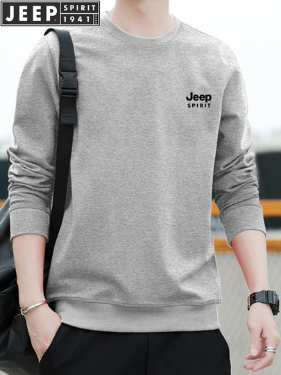 JEEP Jeep sweatshirt men's spring and autumn new large size pure cotton long-sleeved round neck T-shirt sports casual fashion bottoming shirt
