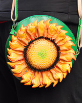 Small river Home genuine leather handmade fashion Sunflower Small Bag Cartoon Sloping Cross-pack Summer New Exploits womens bag