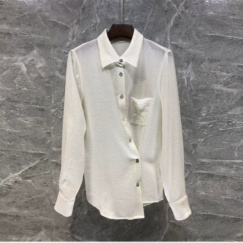 High-End Goods # Wool Pocket Fashion Shirt Women's European Style Autumn/Winter Shirt Red Top 50X04