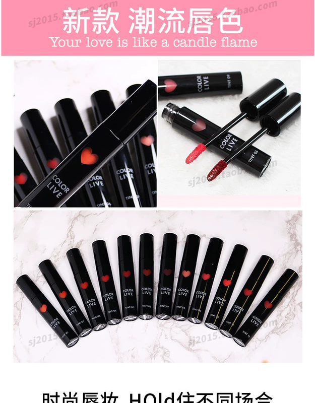 Ai Moly Lipstick Love Lip Glaze Lip Gloss Heart hình Lip Gloss Không Decolorized Amore Love Lip Gloss - Son bóng / Liquid Rouge