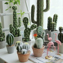 Fake cactus potted ornaments ins wind simulation green planting cactus column room table creative decoration small furnishings