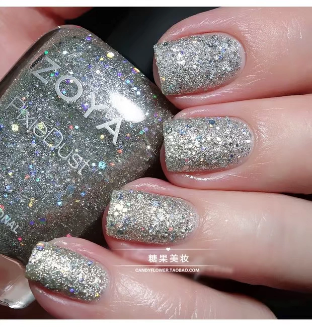 Sơn móng tay ZOYA magic stardust series bạc stardust cát lún kim tuyến ZP717 dễ thi công, khô nhanh, không thấm nước và không độc hại - Sơn móng tay / Móng tay và móng chân