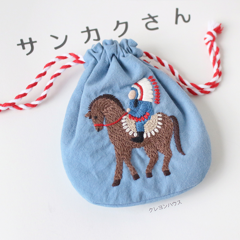 DIY handmade embroidery Horse self-embroidered bunches pocket data line Airpods wireless headphone cashier bag for boyfriend gift 