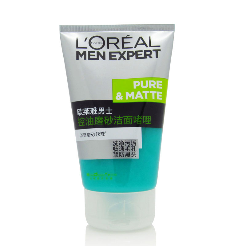 L'oreal/欧莱雅 男士控油磨砂洁面啫喱 100ml 新装上市 控油洗面