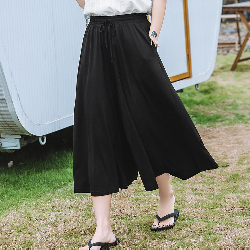 MSShe big size women's dress 2022 new summer dress fat mm less age high waist ultra-smooth people cotton 70% dress pants 200 catty