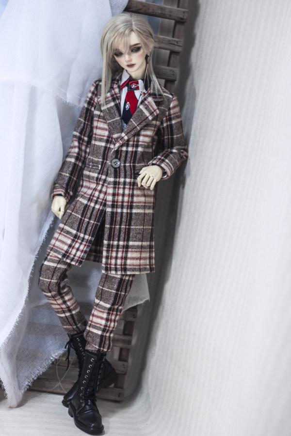 ◆Bears◆BJD baby clothes A308 brown red plaid coat set 2 points can be detachable 1 41 3 uncle