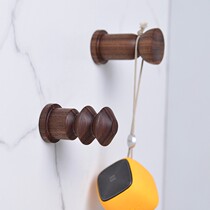 粘胶衣帽钩玄关挂衣钩浴室毛巾架浴巾挂钩黑胡桃木制免打孔北欧风