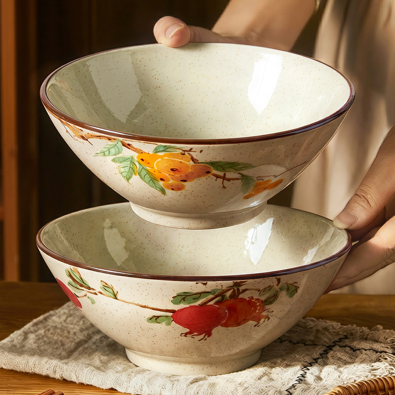 Ceramic Large Bowl with Underglaze Color, Suitable for Home Use, Chinese Retro Style, Commercial Use, Ramen Bowl, Instant Noodle Soup Bowl, Snail Noodle Bowl Ceramic Large Bowl with Underglaze Color, Suitable for Home Use, Chinese Retro Style, Commercial Use, Ramen Bowl, Instant Noodle Soup Bowl, Snail Noodle Bowl