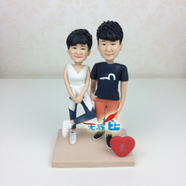 Wedding gift custom doll live person Q version customized double couple polymer clay humanoid casual shopping DIY