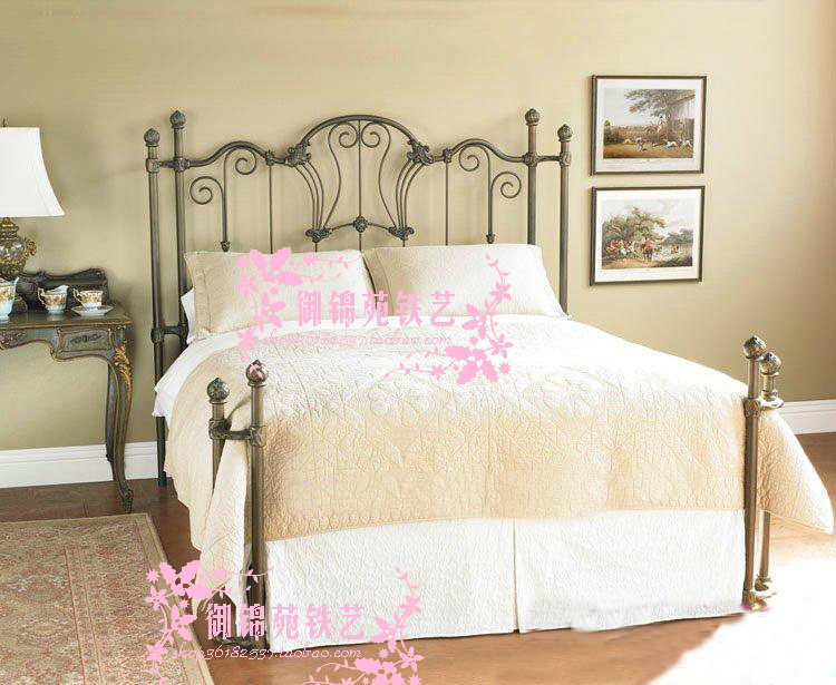 yD508 Euro-style Iron Bed Flat-tail Bed Single Bed Eight-foot Hotel Theme Bed Apartment Married Bed 1 5m Bed Range