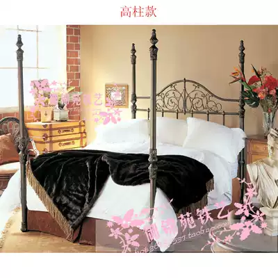 yD524 European-style wrought iron bed Simple apartment bed Iron frame bed 1 8m double bed Neoclassical master bedroom bed 1 5