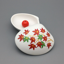 Japan Xiangcaitang Bei Heshen dish red leaf white shell incense dish dish ceramic spot