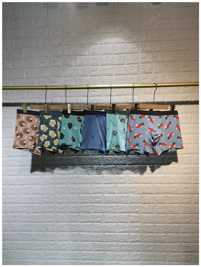 7405 Four Pieces Cartoon Fruit Pattern Multicolor 65 7% Recycled Fiber Men's Four-corner Underwear