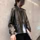 Maillard Leather Jacket ຂອງແມ່ຍິງຕົ້ນດູໃບໄມ້ລົ່ນສະຖານີເອີຣົບຄົນອັບເດດ: ຄົນອັບເດດ: ສັ້ນ Retro ອາເມລິກາເສື້ອຫນັງລົດຈັກ