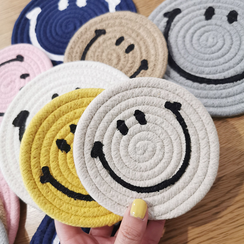 Bowl Mat Smiley Face Insulation Mat Home Dining Table Mat Bowl Mat Anti-Burn Creativity Cup Mat Heat Resistant Pot Mat High Temperature Resistant
