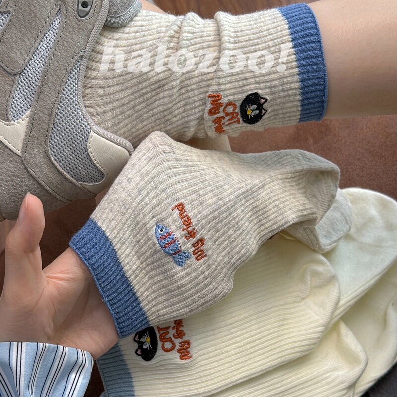 Gray Cartoon Cat Socks for Women, Mid-Calf Socks, Summer Thin Style, Pure Cotton, Cute and Quirky Long Socks, Girls' Slouch Socks Gray Cartoon Cat Socks for Women, Mid-Calf Socks, Summer Thin Style, Pure Cotton, Cute and Quirky Long Socks, Girls' Slouch Socks