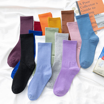 White socks womens midline socks simple ins tidal stockings Joker cotton socks autumn and winter cute Japanese stockings