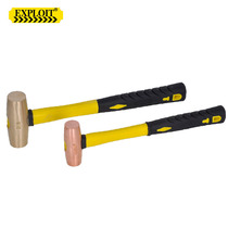 EXPLOIT copper hammer copper hammer copper hammer copper hammer rubber coated fiber handle round drum copper hammer explosion-proof tool 050260