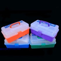 13 inch large number three layers plastic transparent fine art toolbox Mejia makeup case Drug box containing box 671