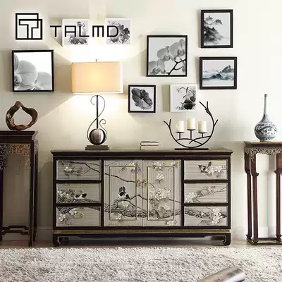 Hand-painted entrance cabinet Classical design entrance cabinet New Chinese art painted hand-painted two-door storage storage customization
