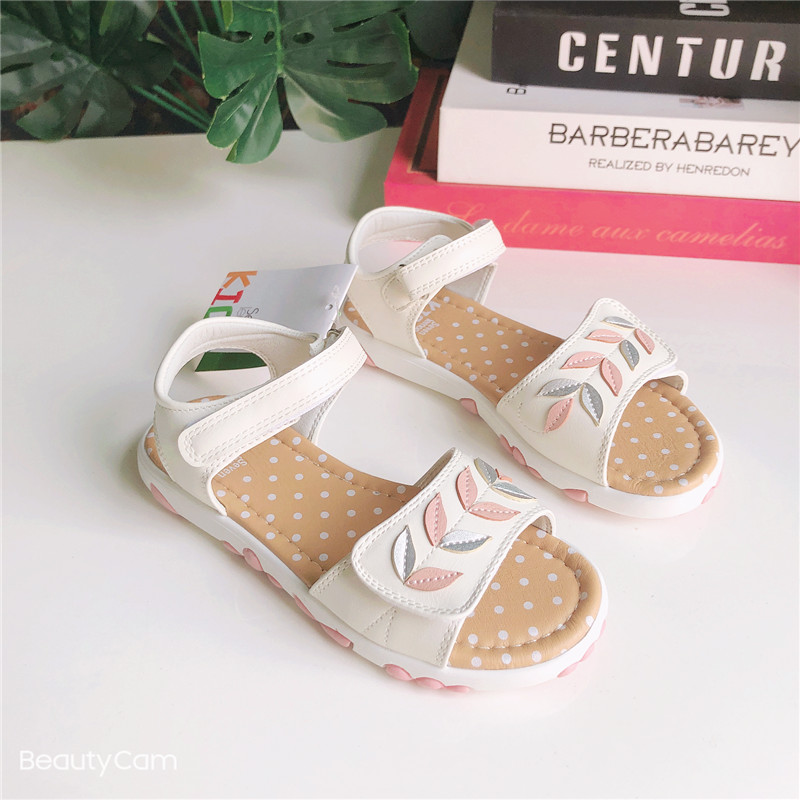 Foreign Trade Girl Sandals Sandals Summer Toes Magic Sticker Children Casual Little Crowdfashion Soft Base Anti Slip Casual Cool Shoes Light