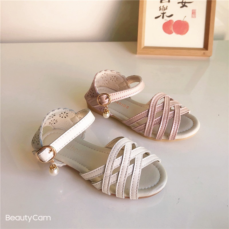 Genuine Leather Bull Leather Foreign Trade Girl Sandals Soft Poo anti-slip and simple to wear comfort Children's magic tips Toes Summer Soft