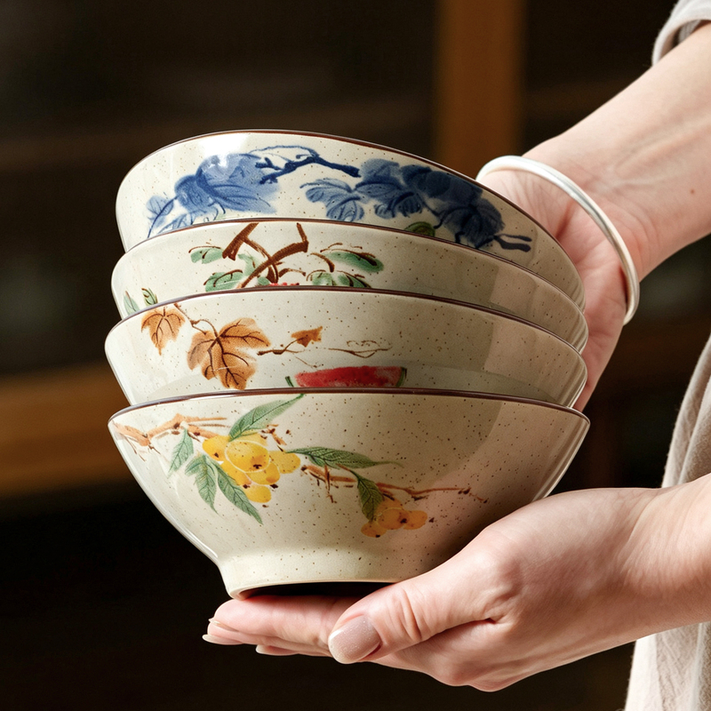 Retro Ceramic Rice Bowl, Household Shallow Bowl, Personal Small Bowl, High-Value Rice Bowl, Wine Bowl, Eating Bowl, Bowl and Plate Retro Ceramic Rice Bowl, Household Shallow Bowl, Personal Small Bowl, High-Value Rice Bowl, Wine Bowl, Eating Bowl, Bowl and Plate