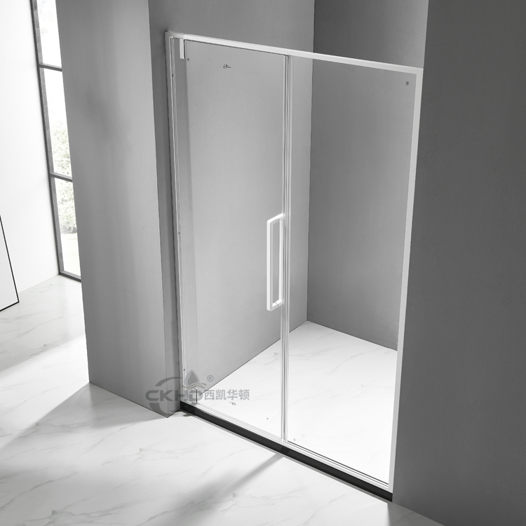 White shower room stainless steel narrow frame flat door Nordic wind overall bathroom glass partition rectangular screen