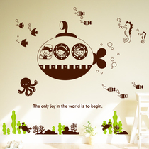 Childrens room hot balloon wall sticking undersea world sticker baby room kindergarten classroom layout sticker small fish jellyfish