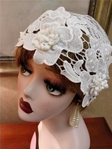 Handmade original design niche female hat Lace hat Vintage VINTAGE crochet photo Baotou hat