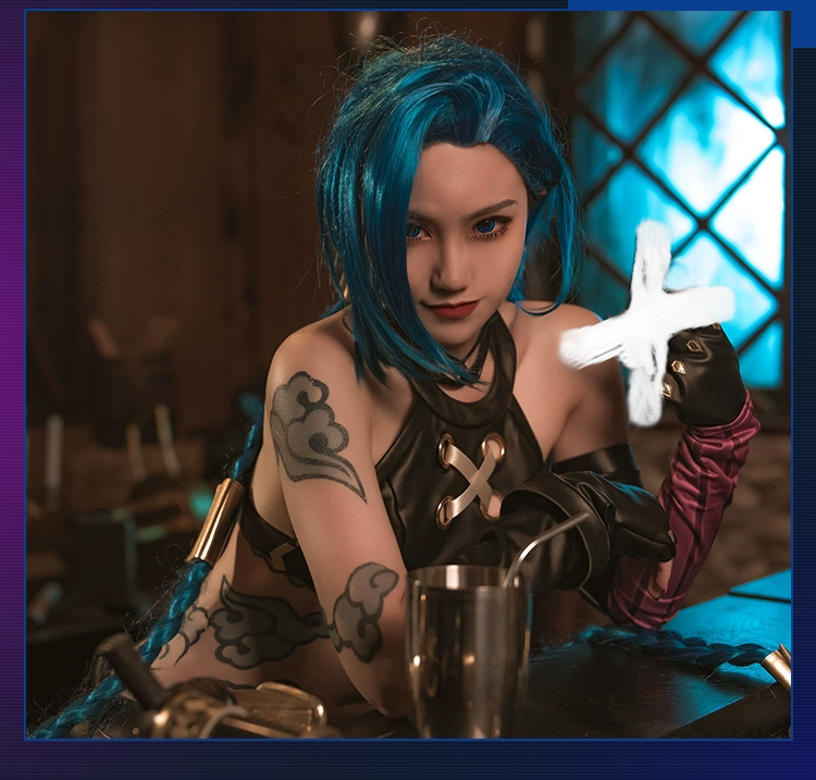 LOL Liên Minh Huyền Thoại cos Jinx, Trận Chiến Hai Thành Phố, Cơn Thịnh Nộ, Cosplay Game Trang Phục Nữ