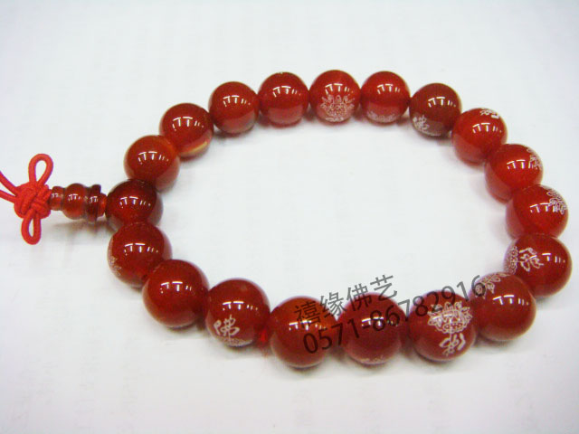 (Jubilee Foart) 10mm Red Manau with buddhist lettering, the lotus Buddha's hand-alchemist string