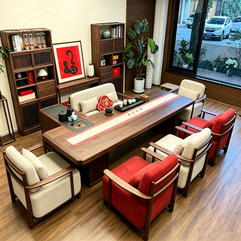 New Chinese-Style Tea Table 2026 New Model High-End Office North American Black Walnut Solid Wood Tea Table for Home Use in the Living Room New Chinese-Style Tea Table 2026 New Model High-End Office North American Black Walnut Solid Wood Tea Table for Home Use in the Living Room