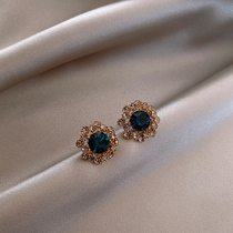 South Korea Sapphire Earrings Womens Pure Silver Comeback Light Extravagant Advanced Senses Autumn Winter Temperament Ear Nail Earrings 2022 New