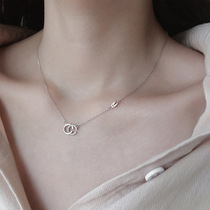 Korean double c letter necklace female summer pure silver light extravagant and high-end lock bone chain brief Temperament Neck Chain Send Girlfriend