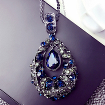 South Korea Crystal Sweater Chain Womans High-end Atmospheric Net Red Water Drop Pendant Pendant Accessories Accessories 2021 New Tide